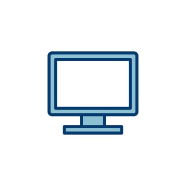 Beyaz arkaplanda bilgisayar simgesi vektörü izole edildi. PC Simge vektörü. Bilgisayar monitörü simgesi. Düz PC sembolü