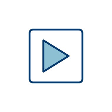 Beyaz arkaplanda izole edilmiş simge vektörünü çal. Düğme vektör simgesini oynat. Video simgesi vektörü