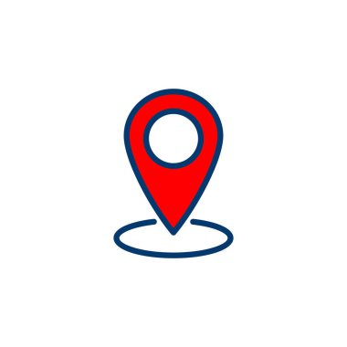 Pin simgesi vektörü beyaz arkaplanda izole edildi. Konum simgesi. Harita işaretleyici simgesi. Nokta. Yer bulucu. Adres