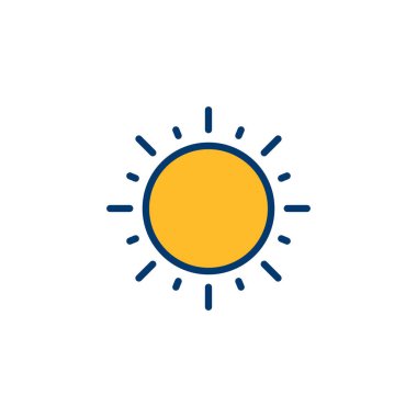 Beyaz arkaplanda izole edilmiş güneş simgesi vektörü. Güneş vektörü simgesi