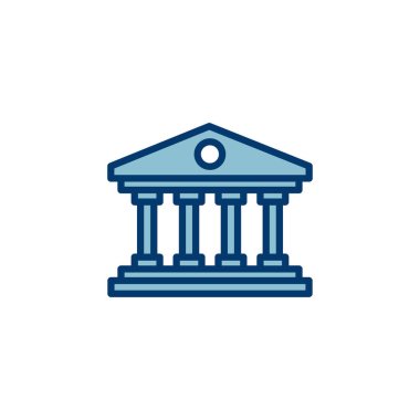 Banka simgesi vektörü beyaz arkaplanda izole edildi. Banka vektör simgesi, müze, üniversite