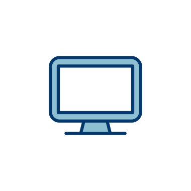 Beyaz arkaplanda bilgisayar simgesi vektörü izole edildi. PC Simge vektörü. Bilgisayar monitörü simgesi. Düz PC sembolü