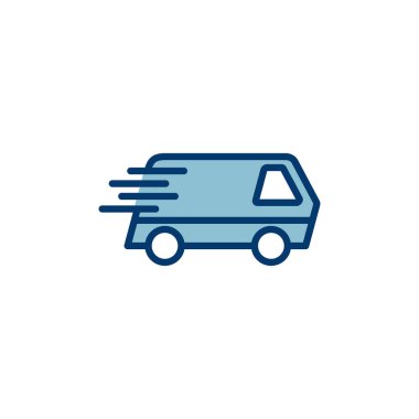 Dağıtım Simgesi vektörü beyaz arkaplanda izole edildi. Hızlı Teslimat Simgesi. Hızlı nakliye kamyonu. Kamyon simgesi teslimatı