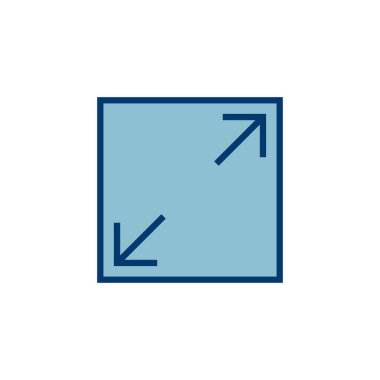 Beyaz arkaplanda tam ekran simge vektörü izole edildi. Tam ekran simgesine genişlet. Tam ekran işaret simgesi. Oklar sembolü