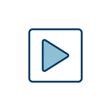 Beyaz arkaplanda izole edilmiş simge vektörünü çal. Düğme vektör simgesini oynat. Video simgesi vektörü