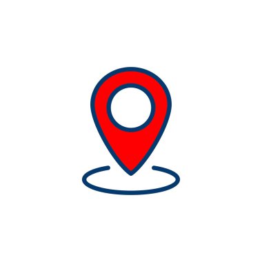 Pin simgesi vektörü beyaz arkaplanda izole edildi. Konum simgesi. Harita işaretleyici simgesi. Nokta. Yer bulucu. Adres