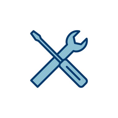 Beyaz arkaplanda izole edilmiş ikon vektörünü onar. İngiliz anahtarı ve tornavida simgesi. Ayarlar vektör simgesi. Bakım. araçlar