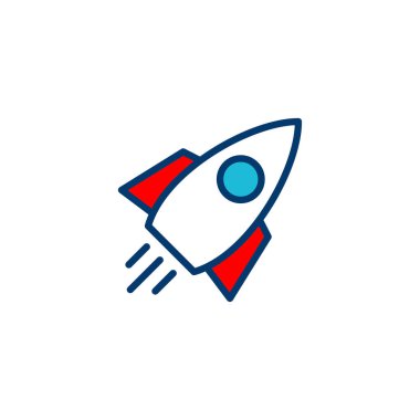 Roket ikon vektörü beyaz arkaplanda izole edildi. Kavram Simgesini Başlat. Başlangıç simgesi