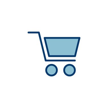 Alışveriş simgesi vektörü beyaz arkaplanda izole edildi. Alışveriş arabası ikonu. Basket ikonu. Trolley