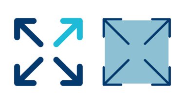 Beyaz arkaplanda tam ekran simge vektörü izole edildi. Tam ekran simgesine genişlet. Tam ekran işaret simgesi. Oklar sembolü