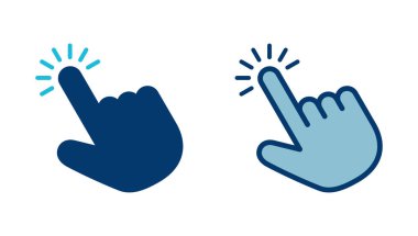 Beyaz arkaplanda el imleci simgesi vektörü izole edildi. El tıklama simgesi. Parmak gösterici vektörü