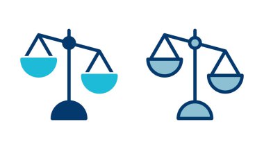 Beyaz arkaplanda izole edilmiş simge vektörünü ölçeklendirir. Kanun ölçekli ikon. Adalet işareti 