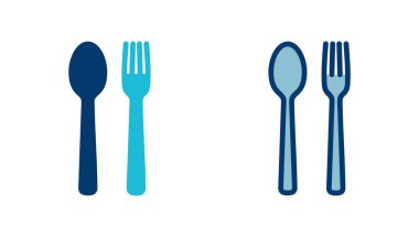 Çatal, kaşık ve bıçak beyaz arka planda izole edilmiş. Restoran ikonu. Yemek ikonu. Yiyin. Çatal bıçak simgesi. 