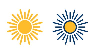 Beyaz arkaplanda izole edilmiş güneş simgesi vektörü. Güneş vektörü simgesi