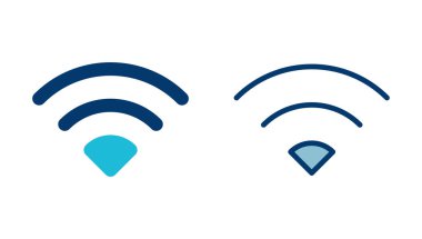 WIFI Simge vektörü beyaz arkaplanda izole edildi. Sinyal vektör simgesi. Kablosuz ve kablosuz ağ simgesi veya uzak internet erişimi için imza