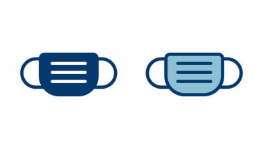 Maske simgesi vektörü beyaz arkaplanda izole edildi. Maske ikonlu erkek yüzü. Güvenli nefes alma maskeleri. Endüstri güvenliği N95 maskesi. Tıbbi maske vektör simgesi.