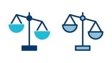 Beyaz arkaplanda izole edilmiş simge vektörünü ölçeklendirir. Kanun ölçekli ikon. Adalet işareti 