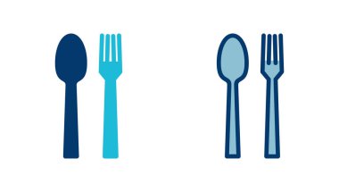 Çatal, kaşık ve bıçak beyaz arka planda izole edilmiş. Restoran ikonu. Yemek ikonu. Yiyin. Çatal bıçak simgesi. 