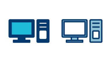 Beyaz arkaplanda bilgisayar simgesi vektörü izole edildi. PC Simge vektörü. Bilgisayar monitörü simgesi. Düz PC sembolü