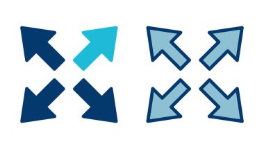 Beyaz arkaplanda tam ekran simge vektörü izole edildi. Tam ekran simgesine genişlet. Tam ekran işaret simgesi. Oklar sembolü