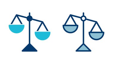 Beyaz arkaplanda izole edilmiş simge vektörünü ölçeklendirir. Kanun ölçekli ikon. Adalet işareti 