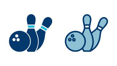 Bowling oyunu Pin Icon vektörü beyaz arkaplanda izole edildi. Bowling ikonu, top ve iğne