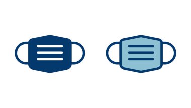 Maske simgesi vektörü beyaz arkaplanda izole edildi. Maske ikonlu erkek yüzü. Güvenli nefes alma maskeleri. Endüstri güvenliği N95 maskesi. Tıbbi maske vektör simgesi.