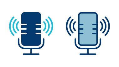 Beyaz arkaplanda izole edilmiş mikrofon simgesi vektörü. Mikrofon işareti. Karaoke mikrofon ikonu. Yayın mikrofonu işareti