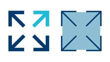 Beyaz arkaplanda tam ekran simge vektörü izole edildi. Tam ekran simgesine genişlet. Tam ekran işaret simgesi. Oklar sembolü