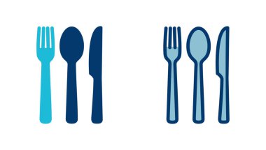 Çatal, kaşık ve bıçak beyaz arka planda izole edilmiş. Restoran ikonu. Yemek ikonu. Yiyin. Çatal bıçak simgesi. 