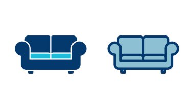 Beyaz arkaplanda izole edilmiş kanepe simgesi vektörü. Kanepe resmi. mobilya