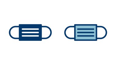 Maske simgesi vektörü beyaz arkaplanda izole edildi. Maske ikonlu erkek yüzü. Güvenli nefes alma maskeleri. Endüstri güvenliği N95 maskesi. Tıbbi maske vektör simgesi.