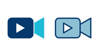 Video kamera ikonu vektörü beyaz arkaplanda izole edildi. Video kamera vektör simgesi. Kamera Simgeleri. Film tabelası. Sinema