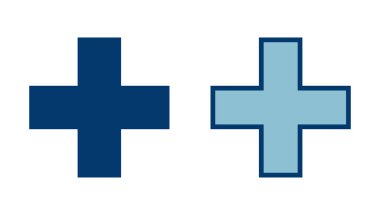 Artı beyaz arkaplanda izole edilmiş simge vektörü. Artı simge ekle. Toplama işareti. Tıbbi Artı simgesi