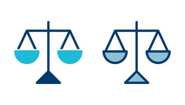 Beyaz arkaplanda izole edilmiş simge vektörünü ölçeklendirir. Kanun ölçekli ikon. Adalet işareti 