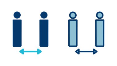 Sosyal uzaklık simgesi vektörü beyaz arkaplanda izole edildi. Mesafeyi koru. Coronavirus. Sosyal Mesafe ve Kişisel Karantina.