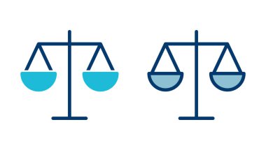 Beyaz arkaplanda izole edilmiş simge vektörünü ölçeklendirir. Kanun ölçekli ikon. Adalet işareti 