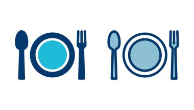 Çatal, kaşık ve bıçak beyaz arka planda izole edilmiş. Restoran ikonu. Yemek ikonu. Yiyin. Çatal bıçak simgesi. 