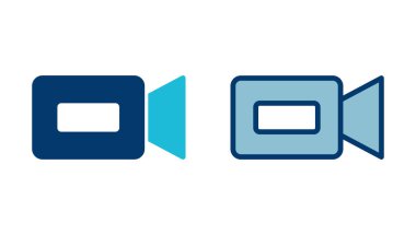 Video kamera ikonu vektörü beyaz arkaplanda izole edildi. Video kamera vektör simgesi. Kamera Simgeleri. Film tabelası. Sinema