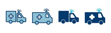 Ambulans Simgesi vektörü beyaz arkaplanda izole edildi. Ambulans Simgesi Tasarımı. ambulans kamyon simgesi vektörü
