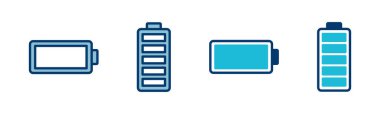 Batarya ikonu vektörü beyaz arkaplanda izole edildi. Batarya vektör simgesi. Şarj seviyesi. pil yükleme simgesi