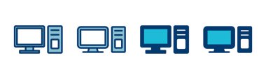 Beyaz arkaplanda bilgisayar simgesi vektörü izole edildi. PC Simge vektörü. Bilgisayar monitörü simgesi. Düz PC sembolü