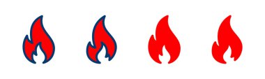 Beyaz arkaplanda izole edilmiş ikon vektörünü ateşle. Alev simgesi şablonunu ateşle. Ateş alevleri sembol vektörü