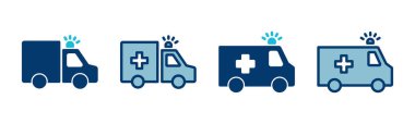 Ambulans Simgesi vektörü beyaz arkaplanda izole edildi. Ambulans Simgesi Tasarımı. ambulans kamyon simgesi vektörü