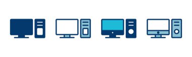 Beyaz arkaplanda bilgisayar simgesi vektörü izole edildi. PC Simge vektörü. Bilgisayar monitörü simgesi. Düz PC sembolü