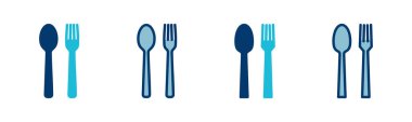 Çatal, kaşık ve bıçak beyaz arka planda izole edilmiş. Restoran ikonu. Yemek ikonu. Yiyin. Çatal bıçak simgesi. 