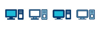 Beyaz arkaplanda bilgisayar simgesi vektörü izole edildi. PC Simge vektörü. Bilgisayar monitörü simgesi. Düz PC sembolü