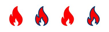 Beyaz arkaplanda izole edilmiş ikon vektörünü ateşle. Alev simgesi şablonunu ateşle. Ateş alevleri sembol vektörü