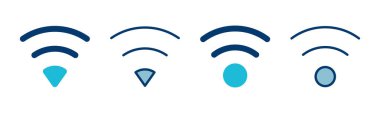 WIFI Simge vektörü beyaz arkaplanda izole edildi. Sinyal vektör simgesi. Kablosuz ve kablosuz ağ simgesi veya uzak internet erişimi için imza