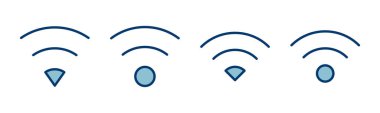 WIFI Simge vektörü beyaz arkaplanda izole edildi. Sinyal vektör simgesi. Kablosuz ve kablosuz ağ simgesi veya uzak internet erişimi için imza